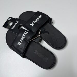 Hurley slides black and white size 10 slippers Velcro